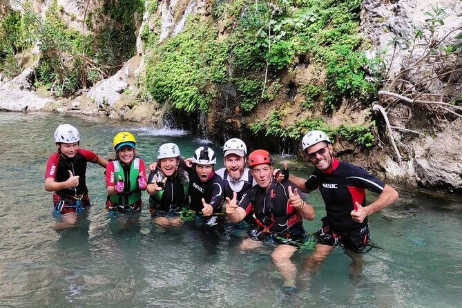 Canyoning in the water - Kourtaliotiko Gorge - The gorge entrance and river source: steps, the little church, then the gear briefing