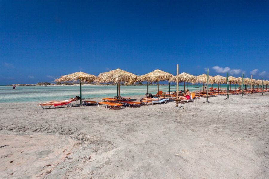 Chania: Elafonisi and Milia Mountain with Loungers and Lunch - Reserved sunbeds at Elafonisi: sea breeze, pink sand, and an easy plan