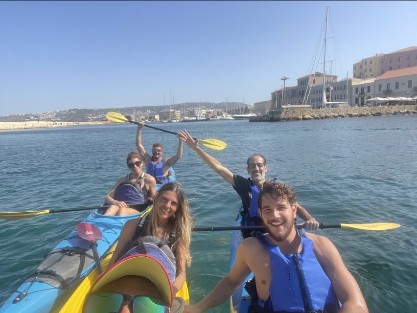 Chania: Morning Sea Kayak Tour Along the Coastline - The return: photo stop time with harbor views