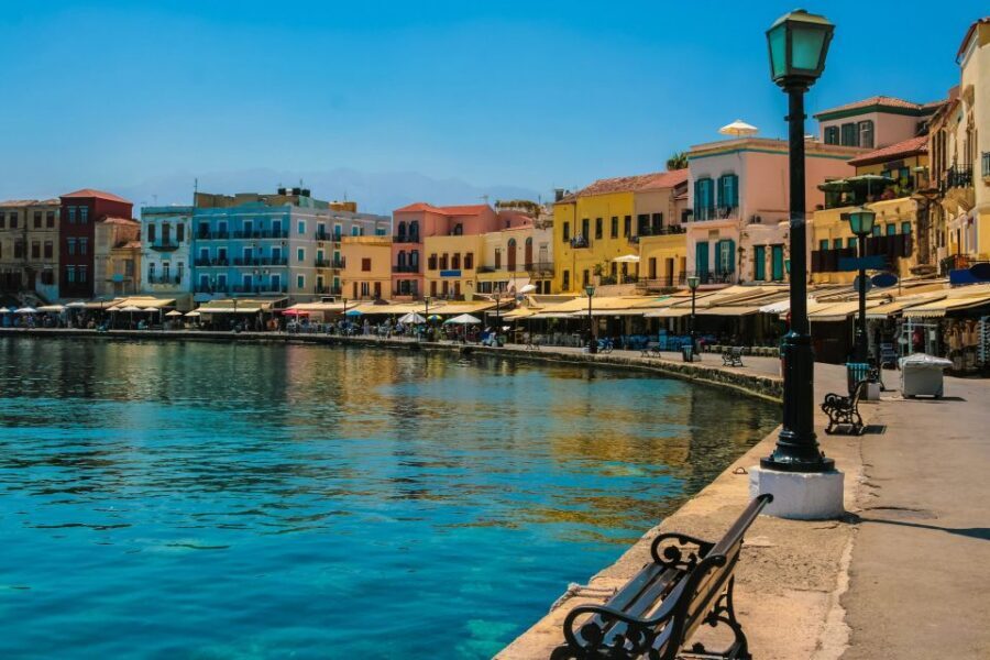 Chania: Semi-Submarine Boat Underwater Experience - Upstairs deck panoramas: Venetian harbor and the White Mountains