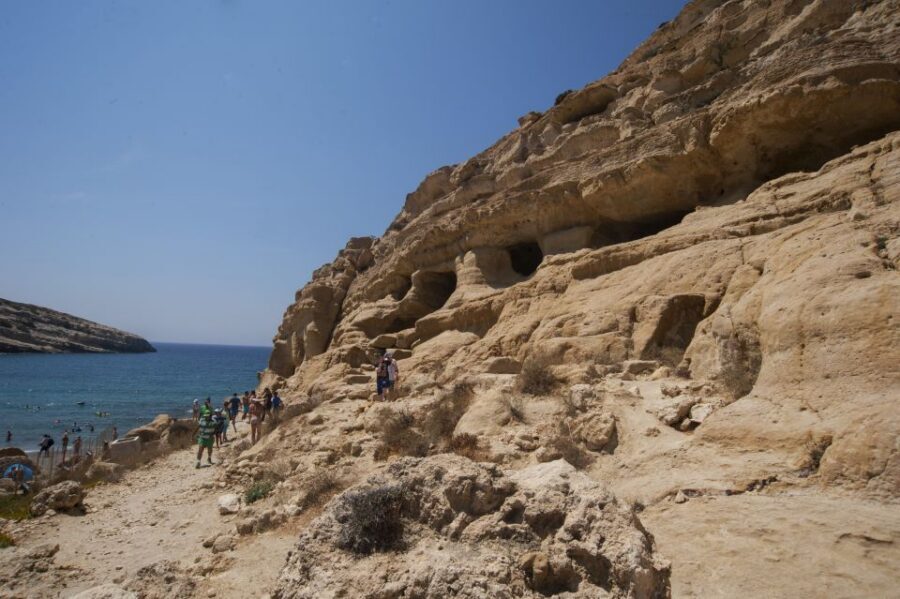 Crete: Matala Beach and Hippie caves, Red beach - Getting There: A/C Coach Pickup Across Crete