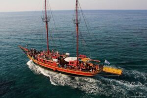 Crete Pirate Ship Cruise with the Black Rose to Stalis and Malia - First water stop near Sant Georges/St. George’s Bay: where the trip earns its keep