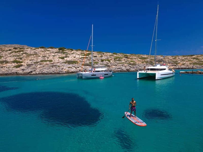 Heraklion: Luxury Catamaran Cruise to Dia Island with Lunch - Cruising Out From Heraklion: The First Hour on Deck