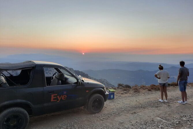 PRIVATE Jeep Safari 4x4 SUNSET (with Dinner) in Mountains CRETE - Stop Two: Dikti Off-Road Sunset Viewpoint With Sparkling Wine
