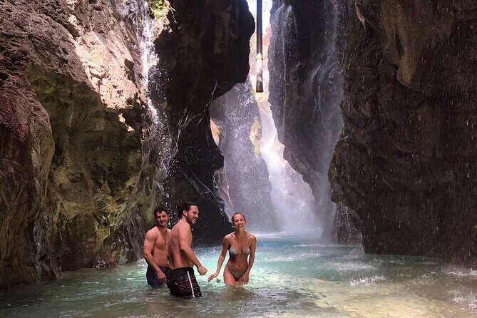 River Trekking at Kourtaliotiko Gorge Waterfalls to Preveli Beach - Stop 1: Kourtaliotiko Gorge Waterfall Swim and the River-Hike Descent